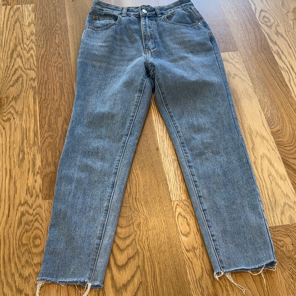 Nasty Gal High Waisted Raw Hem Jeans UK 6